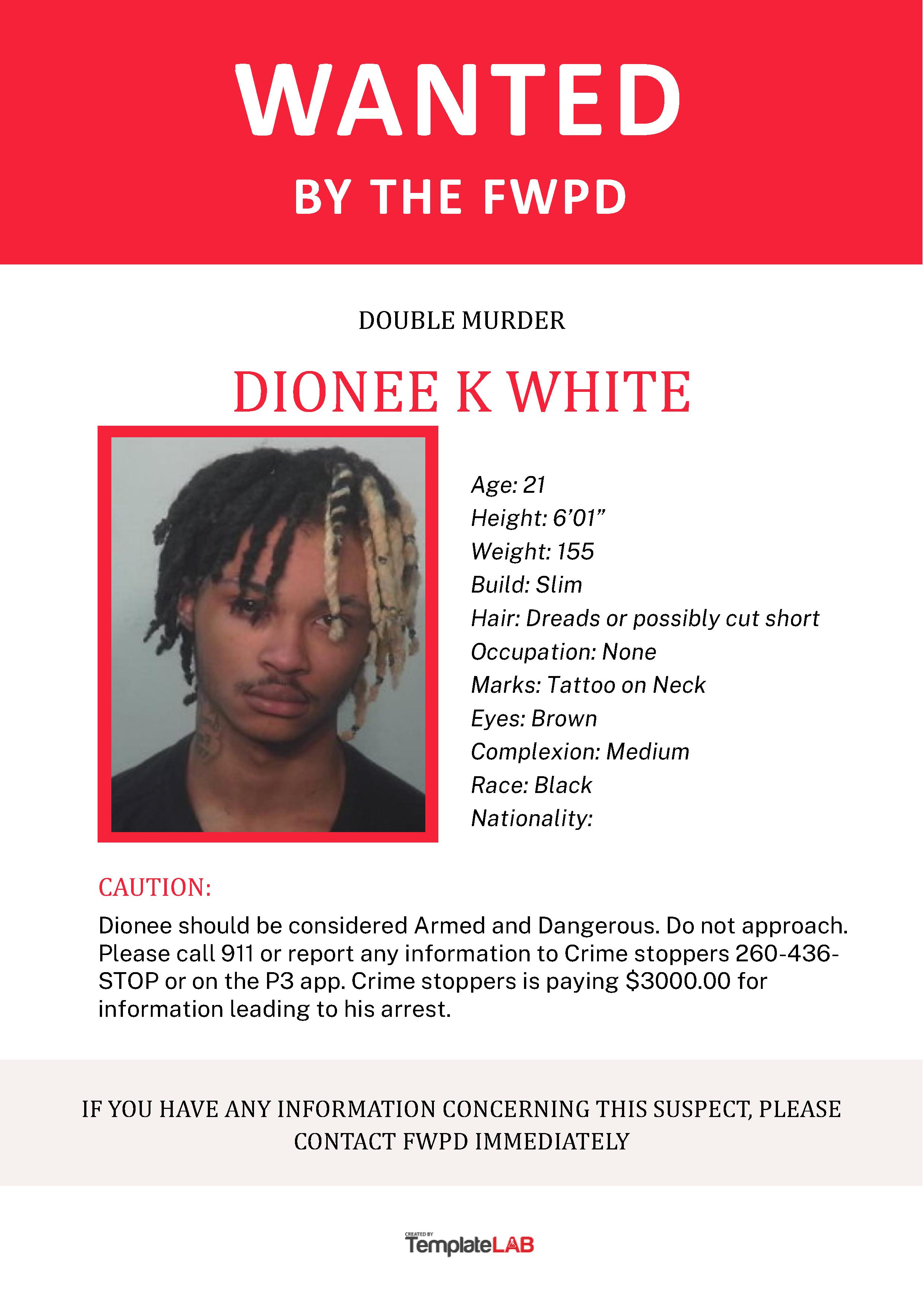 Media Release Wanted Dionee White