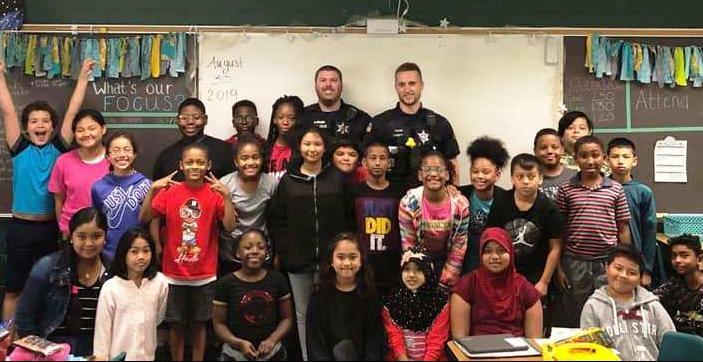 Prince Chapman School visit Officer Wilson and Hoover