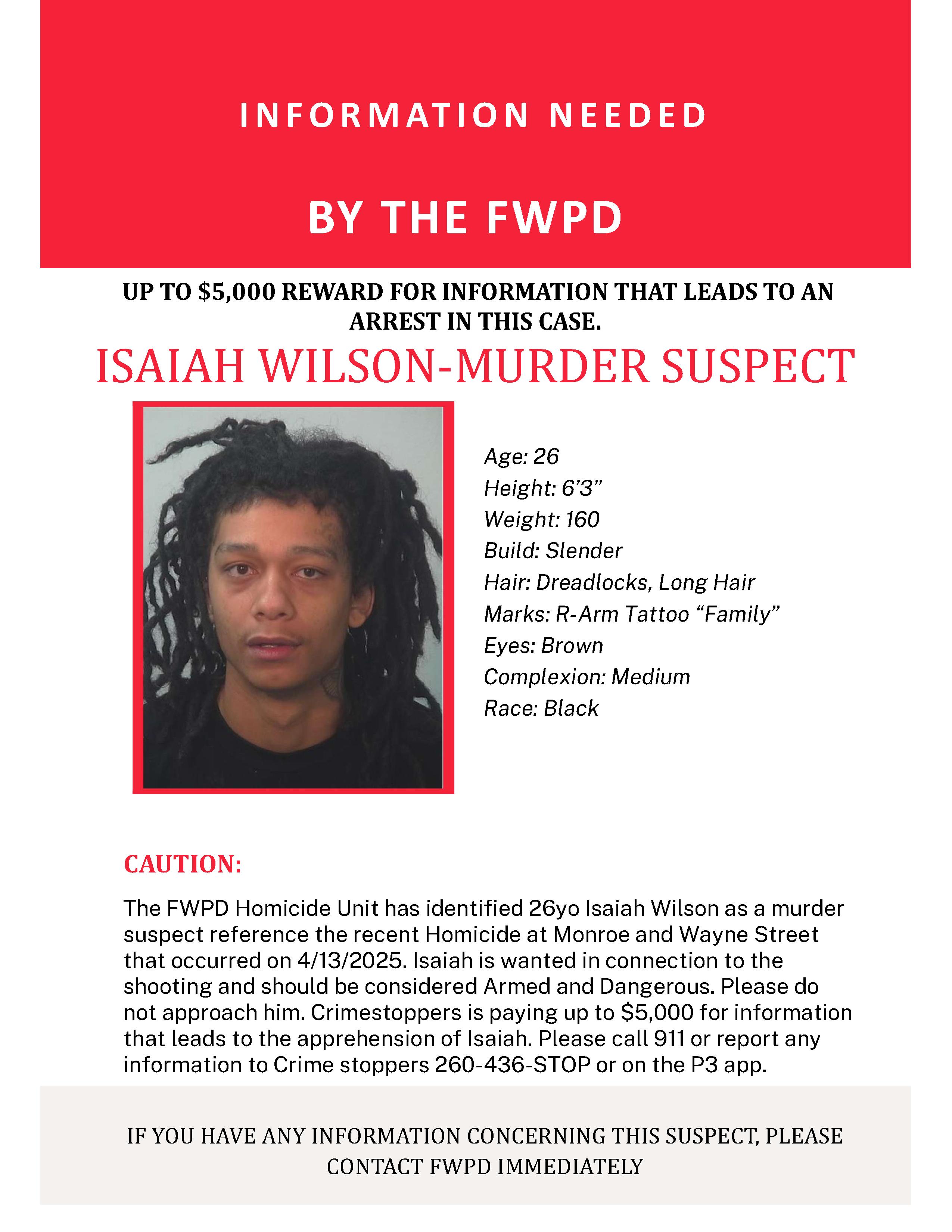 Wanted Bulletin Isaiah Wilson
